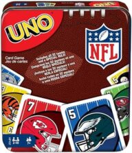 Mattel Games UNO NFL Card Game in Storage Tin Box for Kids, Adults, Parties & Travel with NFL Team Logos & Special Rule (Amazon Exclusive)