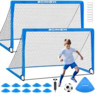 Kids Soccer Goal for Backyard Set – 2 Set of 6X4 / 4X3 ft Toddler Soccer Nets Training Equipment, Soccer Ball, Pop Up Portable Soccer Set for Kids and Youth Games and Training Goals Ages 3-16 Gift