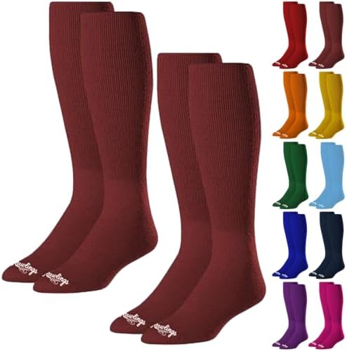 Rawlings | 2 Pair | Athletic Socks | Baseball/Softball | Multiple Sizes/Colors