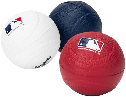 Franklin Sports Foam Baseballs – Soft Foam Practice Baseballs for Kids – Perfect for Hitting and Indoor or Outdoor Play – 3 Pack – Official MLB Licensed Product