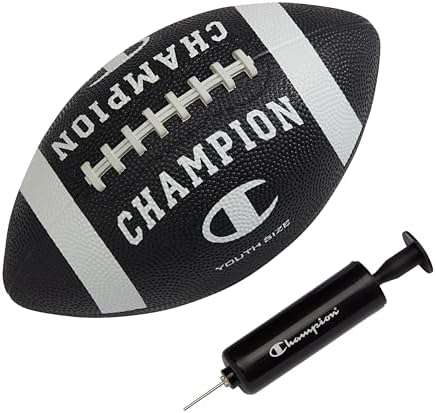 Champion Blitz Football, All-Weather Football, Enhanced Grip, Durable Rubber Cover and Molded Laces, for Outdoor Sports & Training, Includes 6 Ball Pump