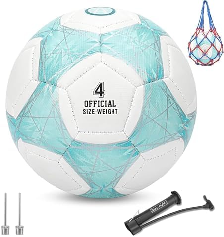 STEEFAN Teal/Blue/Pink Soccer Ball Size 3/4/5 for Kids Outdoor Play,Color Change Soccer Official Ball with Needles and Air Pump,Idea Gift for Teen Boy Girl Junior Women,Indoor Outdoor Game Soccer Ball