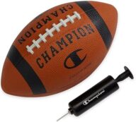 Champion Blitz Football, All-Weather Football, Enhanced Grip, Durable Rubber Cover and Molded Laces, for Outdoor Sports & Training, Includes 6 Ball Pump