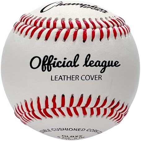 Champion Sports Leather Baseball Set: Dozen Indoor / Outdoor Genuine Leather Official League Baseballs for Practice Training or Real Game – OLBXX Pack of 12