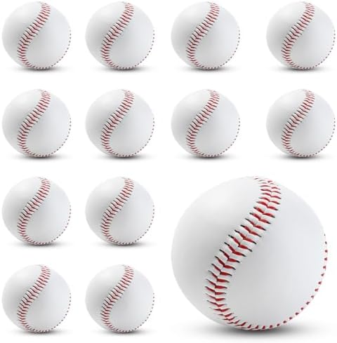 Rarapop Blank Standard Baseball Balls, Official Size 9 Inch Leather Covered Practice Baseball Training Ball for League Play, Pitching, Hitting, Batting, Fielding, Autograph