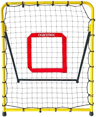 3×3.5 ft Baseball Pitchback Net, Rebounder Net, Solo Training Net, Pitching Return Trainer, Four Quick-Switch Return Angles, Yellow, Great for Kids and Youth