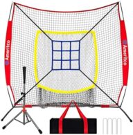 Baseball Net，7x7ft Baseball Practice Net with Tee and Target, Large Pocket Sports net for Hitting/Batting/Pitching/Throwing,Scratch Resistant Base, Versatile Use for All Levels