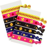 Norme 12 Pcs Softball Hair Ties Softball Mom Gifts Sports Elastic Hair Accessories Ribbons Scrunchies Headbands Ponytail Holders Party Favor Goodie Bag Stuffer Gear for Team Player Women, Multicolor