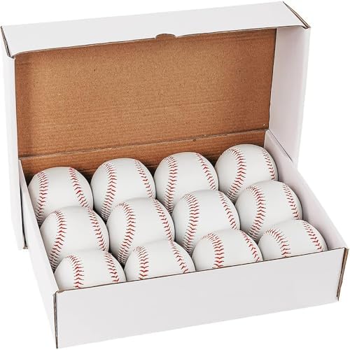 Bucket of Training Baseballs – Standard Size, 12 Pack Unmarked & Blank 9 inch for Practice & League Play,Autographs, Pitching,Gifts