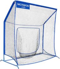 Baseball Softball Net with Blocking System, 7x7ft/6x6ft/10x7ft Practice Cage Net for Batting/Pitching/Fielding, Metal Frame with Elevated Base and Storage Bag for Backyard Indoor Training