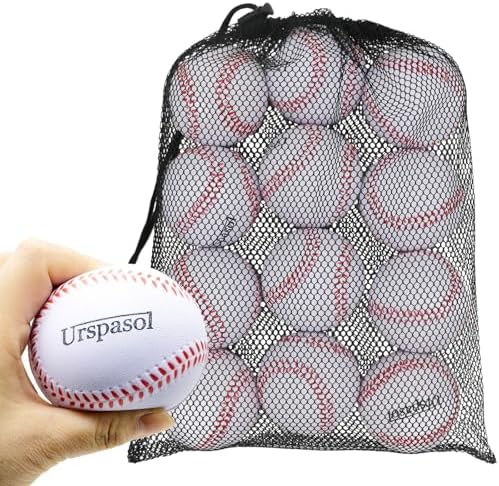 Foam Baseballs Soft Baseballs 12 Pack with Mesh Bag 9 inch Practice Baseball Tballs Faom Balls for Kids Safe for Youth Teenager Throwing, Catching and Batting,Fielding White