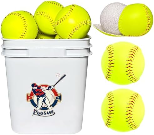 11 Inch Bucket of 16 Softballs – Training Fastpitch Softballs for Girls – Solid Cork Center – Premium Durability
