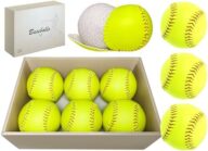 6/12 Pack Sports Practice Softballs – 12-Inch Official Size and Weight Slowpitch Softball, Unmarked & Leather Covered Training Ball for Games, Practice and Training, Yellow