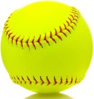 Rarapop Sports Fastpitch Softballs, Official Size and Weight Practice Softball, Unmarked & Leather Covered Training Ball for Games, Practice and Training(Yellow, 12 Inch)
