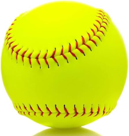 Rarapop Sports Fastpitch Softballs, Official Size and Weight Practice Softball, Unmarked & Leather Covered Training Ball for Games, Practice and Training(Yellow, 12 Inch)