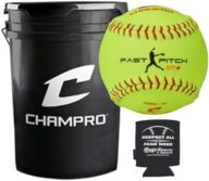 Champro CSB66 11″ Practice Softballs 18-Ball Black Bucket + Can Sleeve