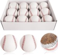 12 Pack Standard Size Adult Baseballs Unmarked & Leather Covered Training Ball Practice Baseball for Youth