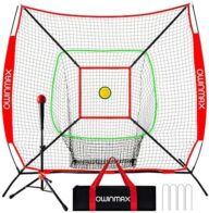 7×7 FT Baseball Net, Baseball & Softball Training net with Batting Tee, Strike Zone & Circular Target and Weighted Ball, Portable Design with Compact Storage