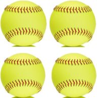 Official Size 12″ Softballs – Fastpitch Practice & Training Balls, Leather Covered