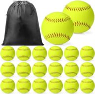 20 Pack Sports Practice Softball with Mesh Bag, Official Size and Weight Slowpitch Softball, Unmarked Leather Covered Fastpitch Ball Training Ball for Training