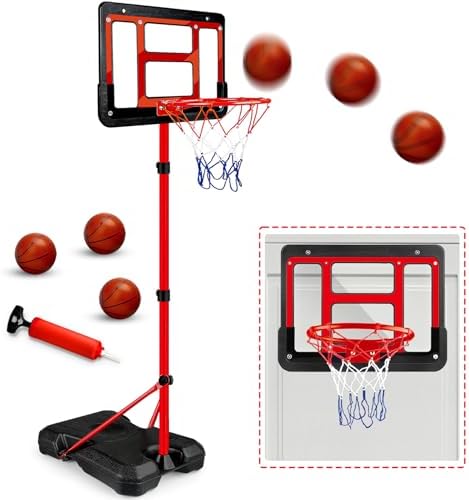 Kids Basketball Hoop, Adjustable Height Toddler Basketball Hoop Indoor Toys | Mini Basketball Set for Outdoor Backyard Sport Game, Christmas Birthday Gifts for Boys Girls Ages 3 4 5 6 7 8 Year Old