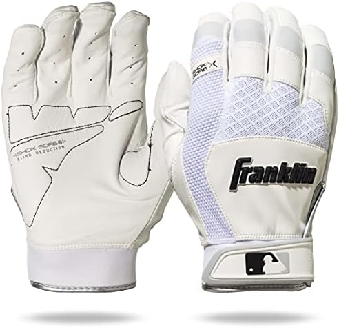 Franklin Sports MLB Baseball Batting Gloves – Shok-Sorb X Batting Gloves for Baseball + Softball – Adult + Youth Padded Non-Sting Batting Glove Pairs – Multiple Colors + Sizes