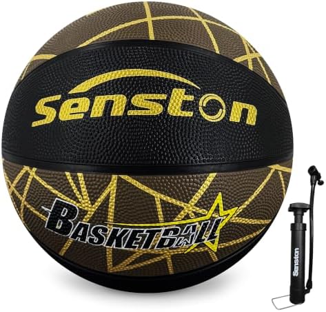 Senston Size 6/7 Outdoor Basketball Premium Grip with Pump for Men Women | Excellent bounce elasticity; Great value for daily play; Built for concrete courts; Easy inflation; Ideal gift for players