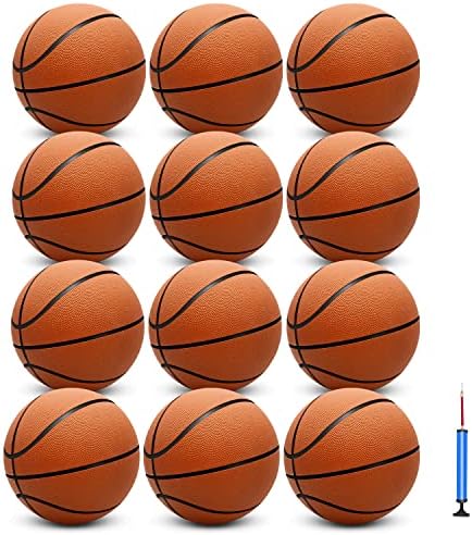 12 Pack 29.5″ Official Size 7 Basketball Balls Inflatable with Pump for Men for Outdoor, Indoor or Training，Mens Adult Basketball (Orange)