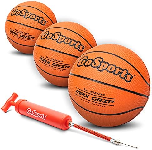 GoSports 7 Inch Mini Basketball 3 Pack with Premium Pump – Perfect for Mini Hoops or Training