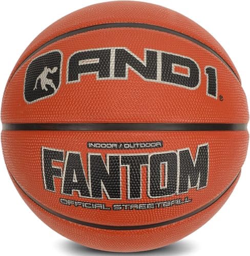 AND1 Fantom Rubber Basketball: Official Regulation Size 7 (29.5 inches) – Deep Channel Construction Streetball, Made for Indoor Outdoor Basketball Games