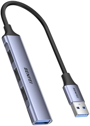 BENFEI 4-Port USB Hub: 1x 10Gbps USB 3.2 + 3X USB 2.0- for Mouse, Keyboard, Flash Drive, Printer – Compatible with Laptop, PC, Xbox, PS5