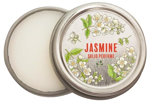 Jasmine Solid Perfume Balm – Natural Travel Size Perfume in 1/2 oz Tin – Handmade in Georgia USA – Non-Greasy, Toxin-Free, Phthalate-Free – Gift Ready Box