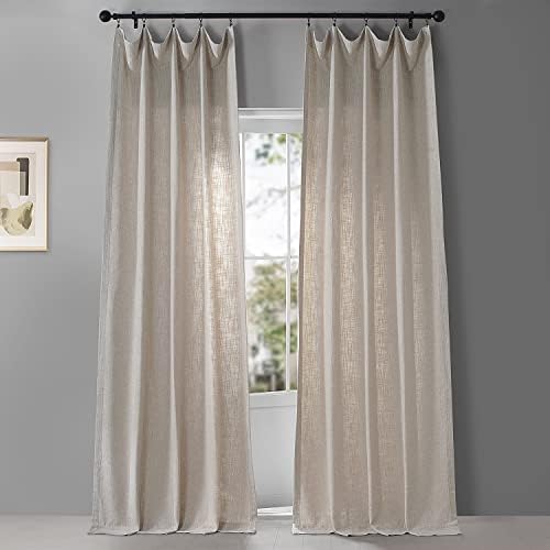 HPD Half Price Drapes Belgian Heavy Faux Linen Light Filtering Curtains for Bedroom 84 Inches Long (1 Panel) – Rod Pocket Window Curtains for Living Room Home Decor – 50 X 84, Light Beige