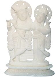 StonKraft – Radha Krishna Murti Idol Statue Sculpture – Marble Stone – 7″ – White