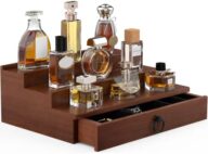 upcessory Cologne Organizer for Men 3 Tier Brown Wood Perfume Organizer