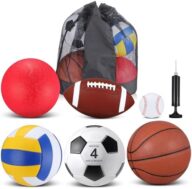 Realspring 6 Pcs Kids Sport Balls Set with Drawstring Bag