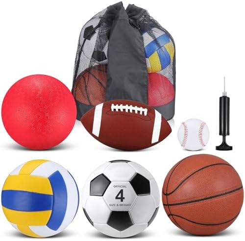 Realspring 6 Pcs Kids Sport Balls Set with Drawstring Bag