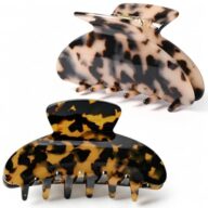 2PCS Hair Claw Banana Clips tortoise Barrettes Celluloid French Design Barrettes celluloid Leopard print Large Fashion Accessories for Women Girls