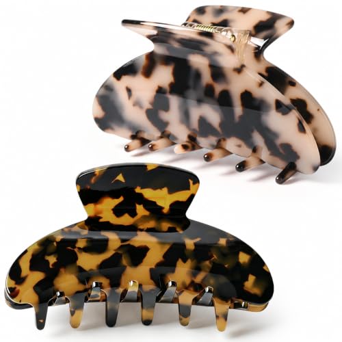 2PCS Hair Claw Banana Clips tortoise Barrettes Celluloid French Design Barrettes celluloid Leopard print Large Fashion Accessories for Women Girls