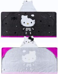 Sanrio Hello Kitty Skeleton Halloween Kids Super Soft Bath/Pool/Beach Soft Cotton Terry Hooded Towel Wrap, 24 in x 50 in, (Officially Licensed Product) by Franco