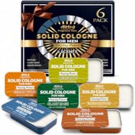 6 Pack Solid Cologne Gifts for Men, Mens Gifts Cologne with Cedar Wood, Bergamot, Sandalwood, Clary Sage, Vetiver, Ocean Perfume, Stocking Stuffers for Men, Christmas Gift for Dad Husband Boyfriend