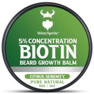 Beard Balm, 5% Concentration Biotin Beard Balm for Men (2 oz) – Natural Mens Beard Oil with Castor Oil，Argan Oil, Jojoba Oil and Vitamin,Thickening for Beard，Beard Growth Softener