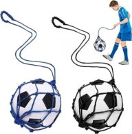 TOBWOLF Football Kick Trainer, Soccer Return Trainer Net Fits Ball Size 3, 4, 5, Hands-Free Soccer Kick Throw Training Aid
