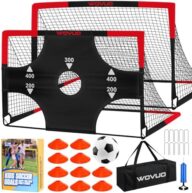 Kids Soccer Goals for Backyard Set of 2, 6×4 ft Portable Toddler Soccer Goal Training Equipment with Soccer Target, Ball, Cones, Soccer Net for Kids Age 3-5 6-8 8-12 10-12-14 Outdoor Sports Games Gift