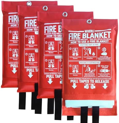 Fire Blanket for Home and Kitchen,40″ x 40″,4 Pack,Emergency Fire Blanket