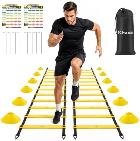 2 Pack 20ft Agility Ladder Set, 40ft Total Adjustable Speed Ladder