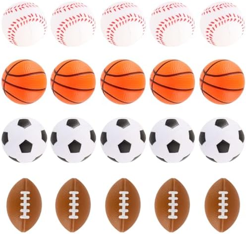 Hxezoc Mini Sport Stress Balls 20 Packs Foam Sports Balls Small Squeeze Anxiety Bulk Toy Ball for Kids Sport Theme Birthday Party, School Carnival Party Supplies