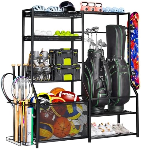 Garage Sports Equipment Organizer, Golf Bag Storage Rack