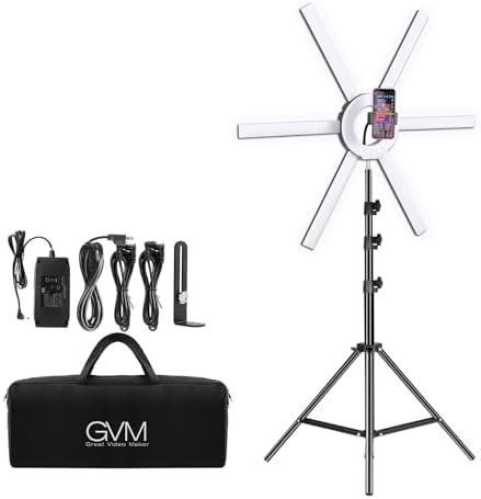 GVM Great Video Maker 600S LED Ring Light, 90W Dimmable Led Video Light Kit with Detachable Light Bars, Photography Lighting Led Video Lighting Kit for Live Broadcast, YouTube, CRI 97+ 3200K-5600K