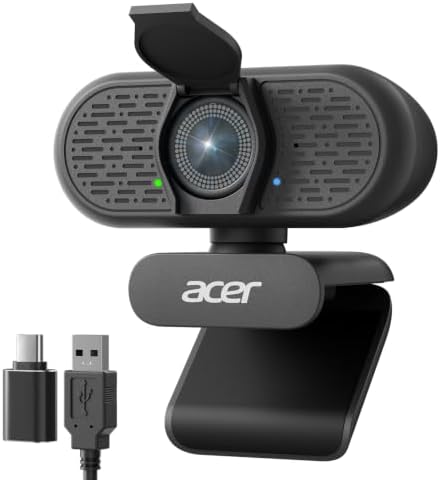 Acer A640 4K Webcam with AI Noise Canceling Mic for Streaming Meetings